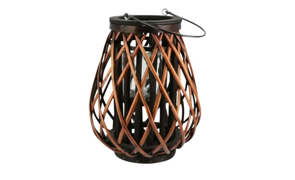 Laterne mit Glaseinsatz ¦ holzfarben ¦ Weide, Metall, Glas  ¦ Maße (cm): H: 30 Ø: 25 Dekoration > Laternen & Windlichter - Höffner
