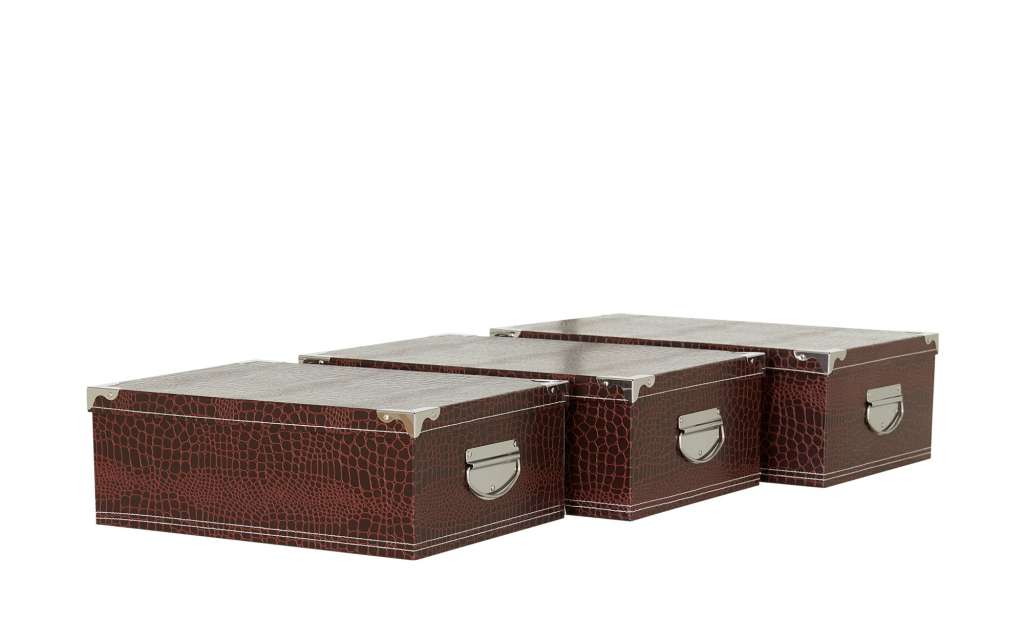 Aufbewahrungsbox, 3er-Set ¦ braun ¦ PVC, Pappe, Metall Regale > Regal-Aufbewahrungsboxen - Höffner
