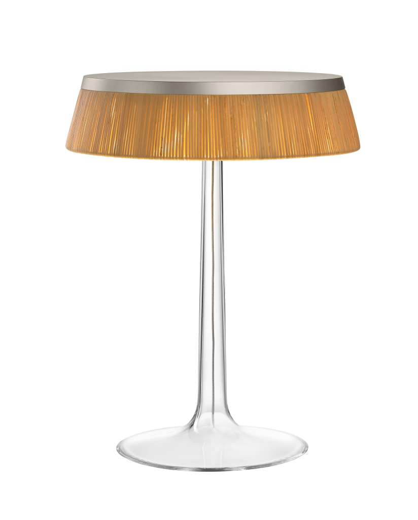 Flos - Bon Jour Tischleuchte - chrom matt - Krone Rattan - indoor