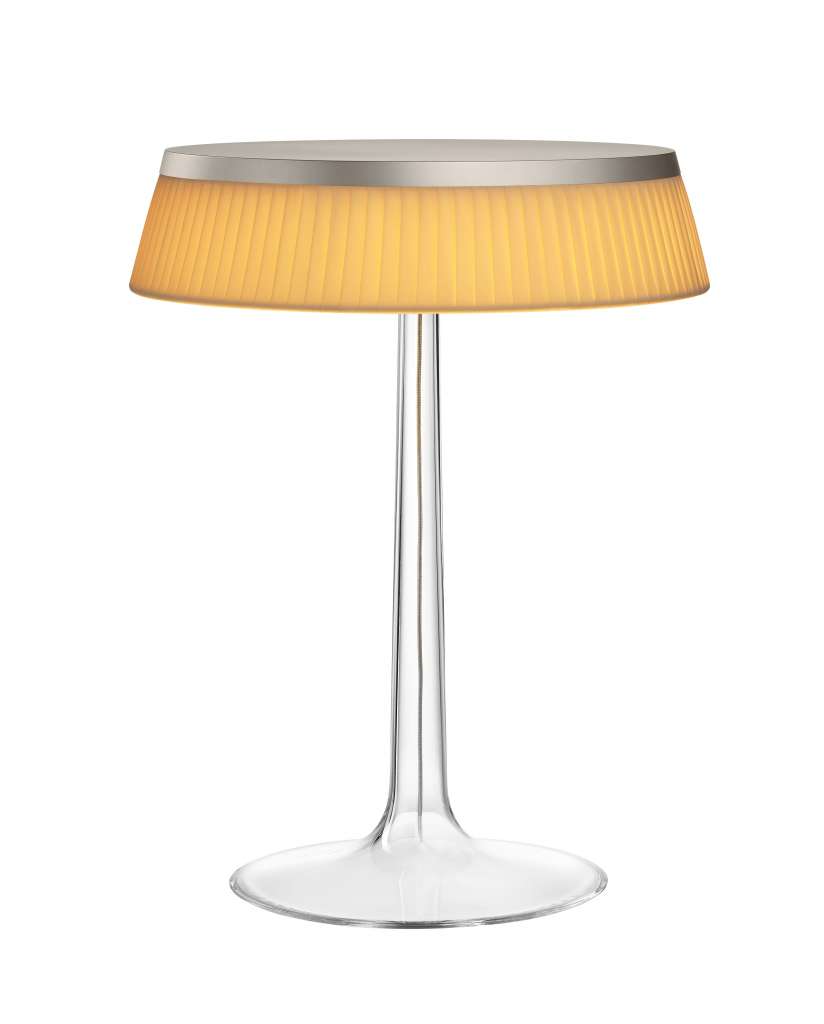 Flos - Bon Jour Tischleuchte - chrom matt - Krone Gewebe - indoor