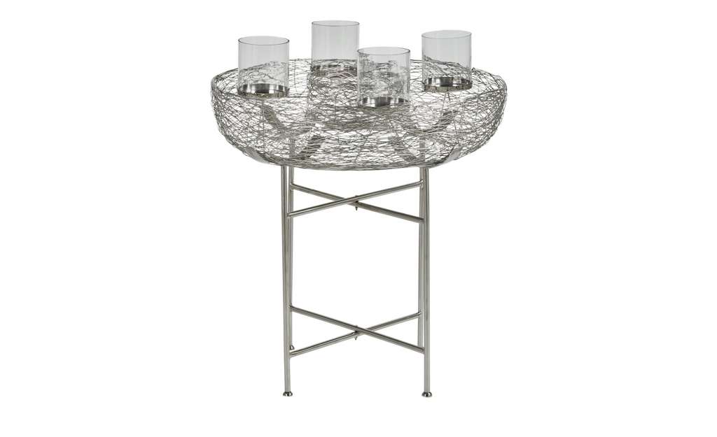 4er Kerzenständer ¦ silber ¦ Stahl, Glas  ¦ Maße (cm): H: 70 Ø: 68 Dekoration > Kerzen & Lichter > Kerzenständer - Höffner