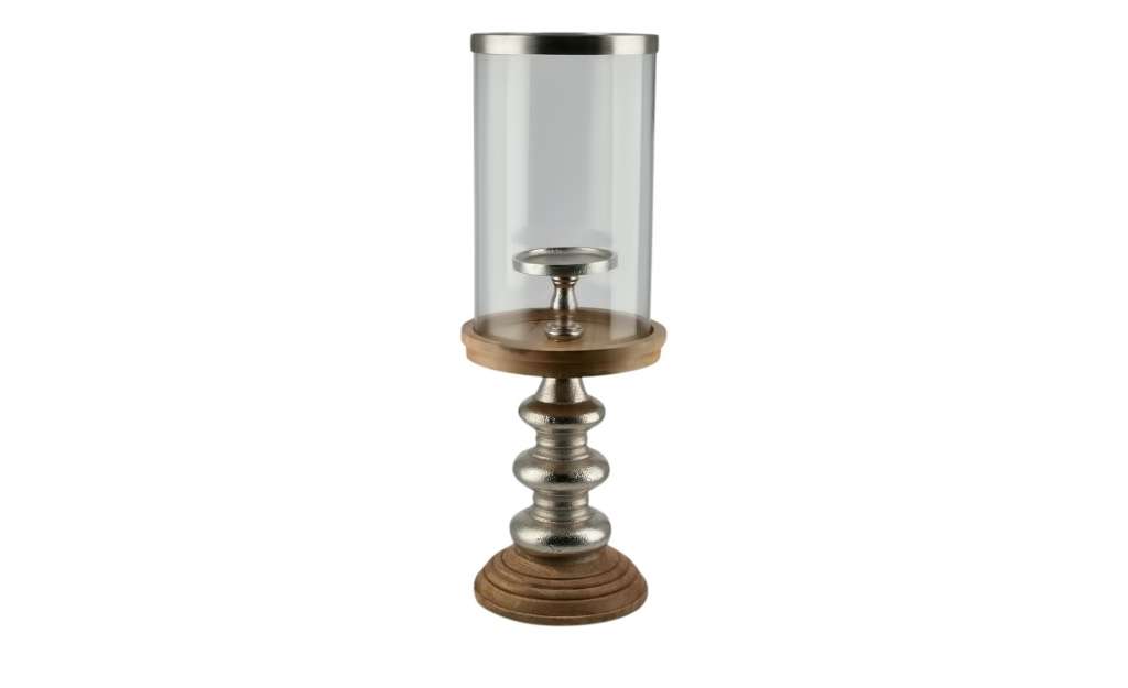 Windlicht ¦ holzfarben ¦ Glas , Aluminum ¦ Maße (cm): H: 43 Ø: 15 Dekoration > Laternen & Windlichter - Höffner