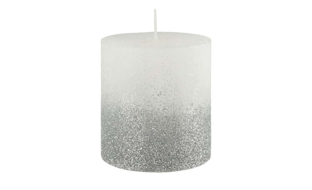 Stumpenkerze mit Glitzer ¦ silber ¦ Wachs ¦ Maße (cm): H: 7,5 Ø: 6.8 Dekoration > Kerzen & Lichter - Höffner