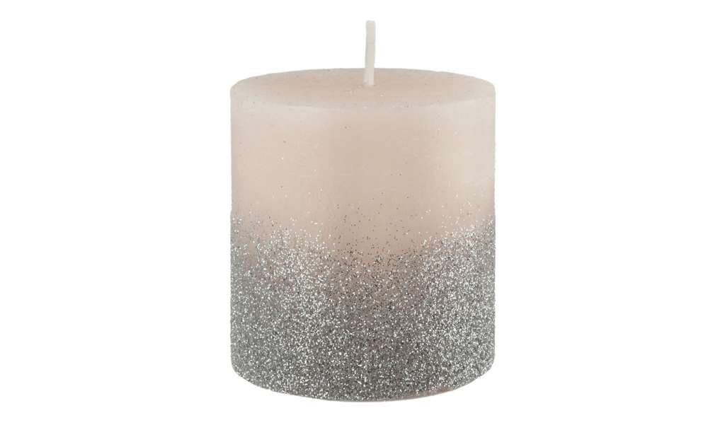 Stumpenkerze mit Glitzer ¦ silber ¦ Wachs ¦ Maße (cm): H: 7,5 Ø: 6.8 Dekoration > Kerzen & Lichter - Höffner