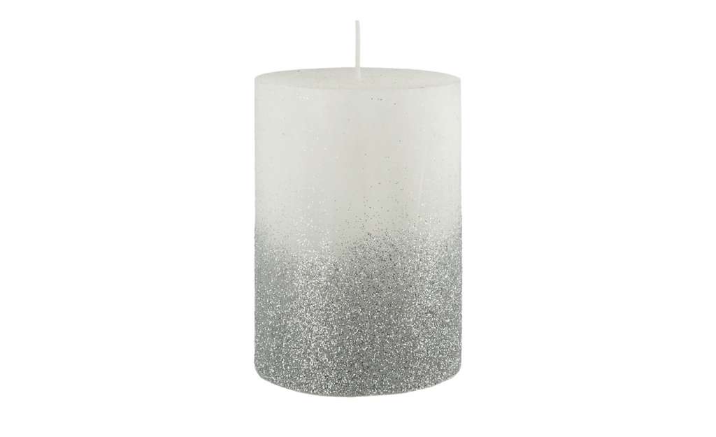 Stumpenkerze mit Glitzer ¦ silber ¦ Wachs ¦ Maße (cm): H: 10 Ø: 6.8 Dekoration > Kerzen & Lichter - Höffner
