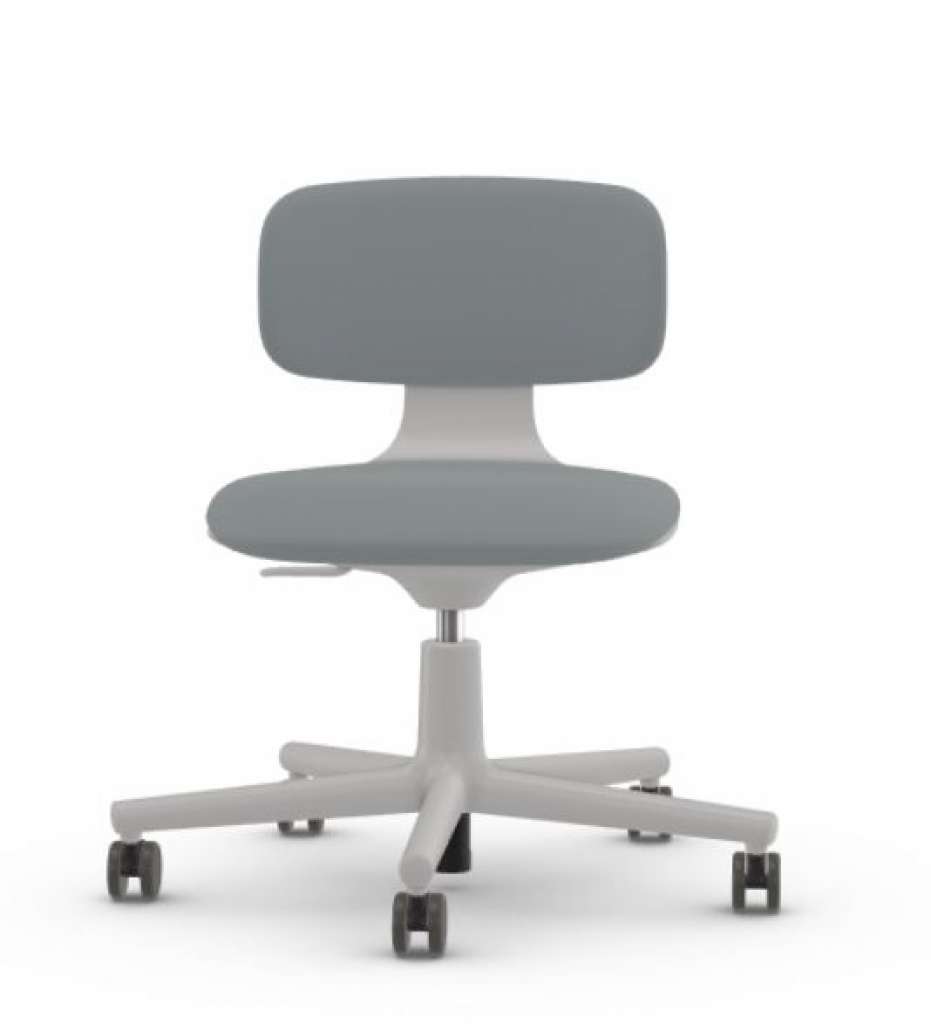 Vitra - Rookie  - Rollen weich für Hartboden - Gestell Soft Grey - Tress Eisgrau melange - Schale soft Grey - Tress eisgrau melange - indoor