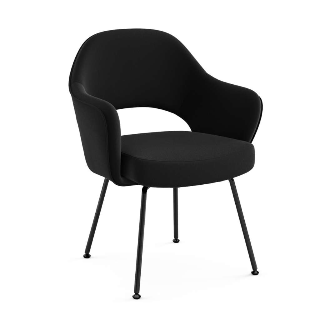 Knoll International - Saarinen Konferenz Armlehnstuhl - Bezug Ultrasuede gelb - Stuhlbeine Stahl schwarz lackiert - indoor