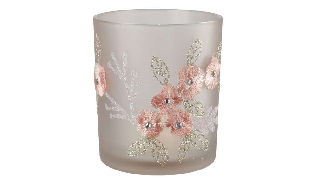 Teelichthalter ¦ rosa/pink ¦ Baumwolle, Glas  ¦ Maße (cm): H: 10 Ø: 9 Dekoration > Kerzen & Lichter > Kerzenständer - Höffner