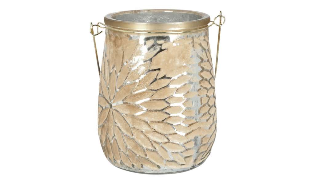 Windlicht  Blume ¦ beige ¦ Metall, Glas  ¦ Maße (cm): H: 13,5 Ø: 11 Dekoration > Laternen & Windlichter - Höffner