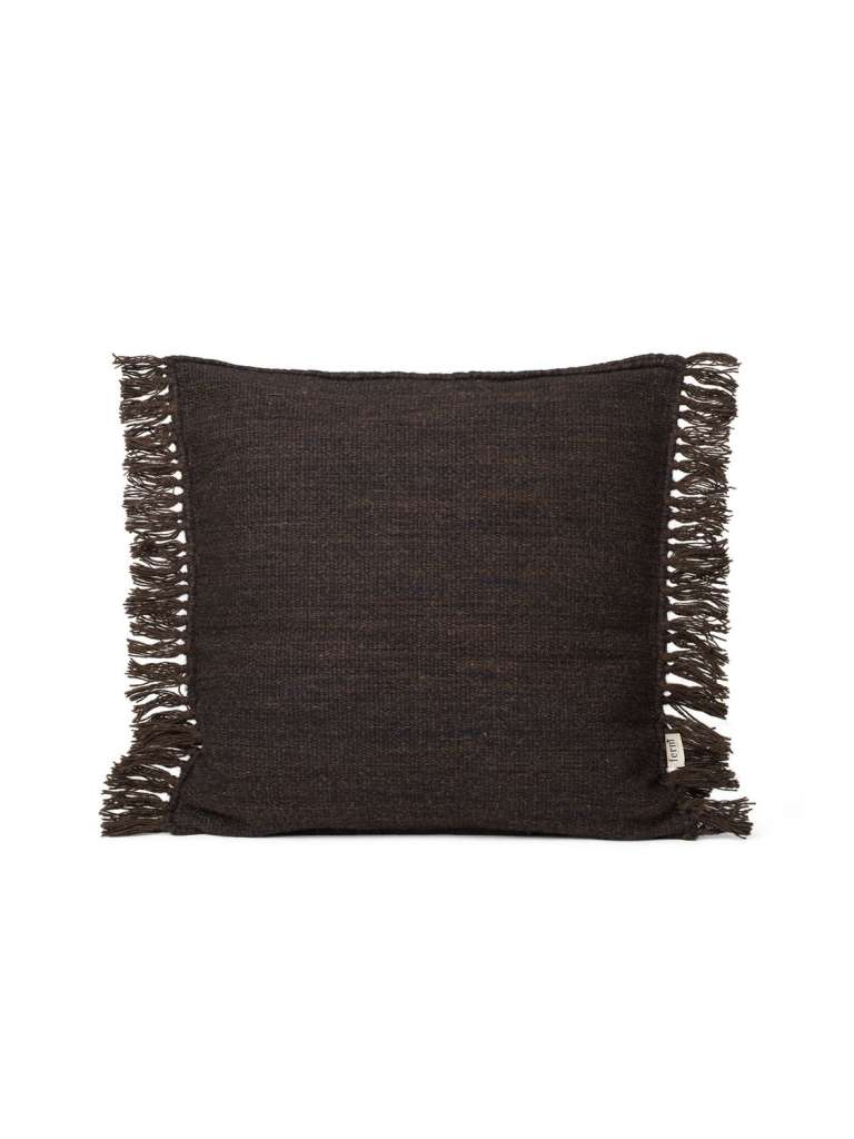 ferm LIVING - Kelim Fransenkissen  - Dark Melange - indoor