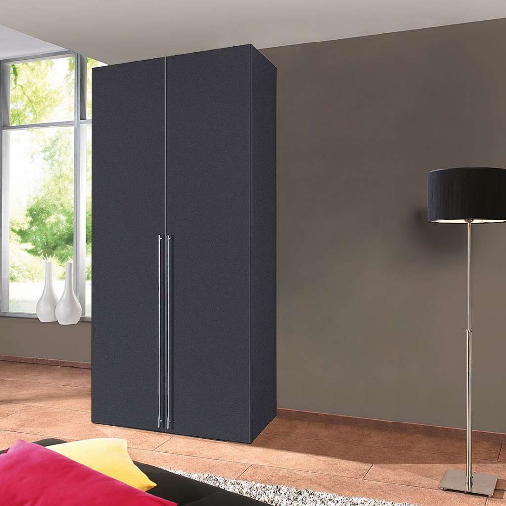 home24 Express Möbel Drehtürenschrank Brooklyn V Graphit 100x236x58 cm (BxHxT) 2-türig Spanplatte Modern
