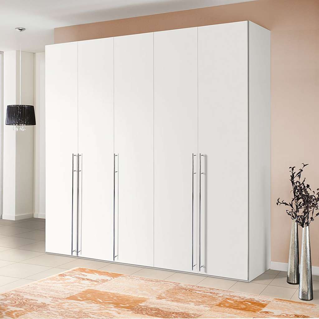 home24 Express Möbel Drehtürenschrank Brooklyn I Polarweiß 250x236x58 cm (BxHxT) 5-türig Spanplatte Modern