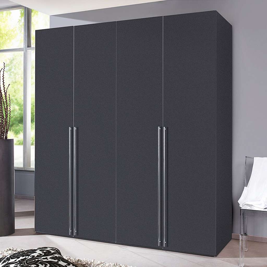 home24 Express Möbel Drehtürenschrank Brooklyn V Graphit 200x236x58 cm (BxHxT) 4-türig Spanplatte Modern