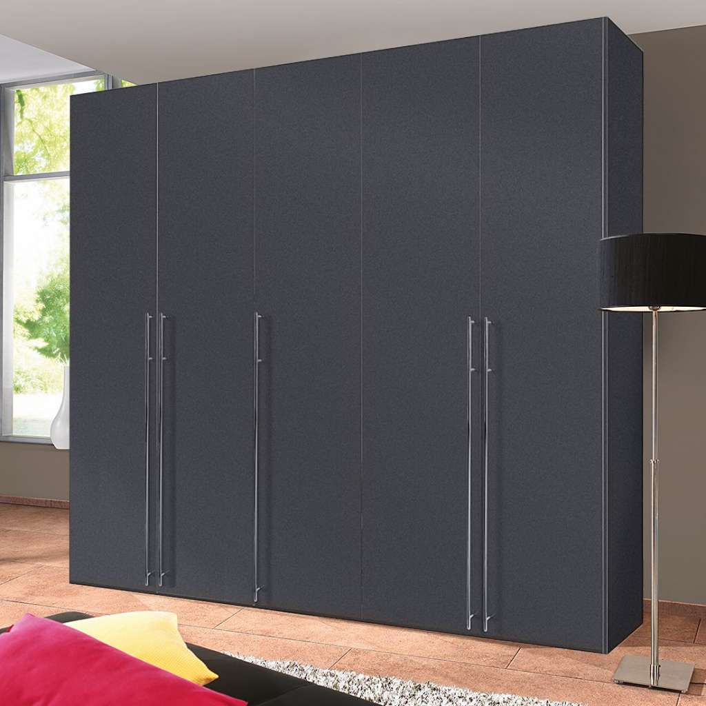 home24 Express Möbel Drehtürenschrank Brooklyn V Graphit 250x216x58 cm (BxHxT) 5-türig Spanplatte Modern