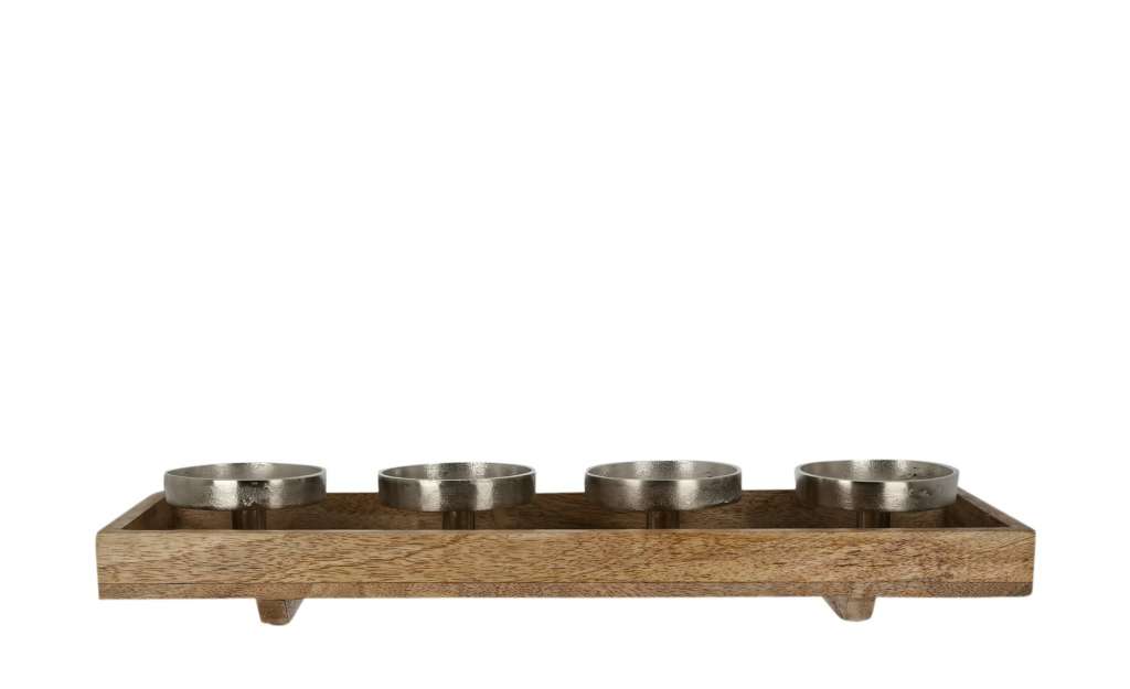 4er Kerzenständer ¦ holzfarben ¦ Maße (cm): B: 47 H: 8 T: 15 Dekoration > Kerzen & Lichter > Kerzenständer - Höffner