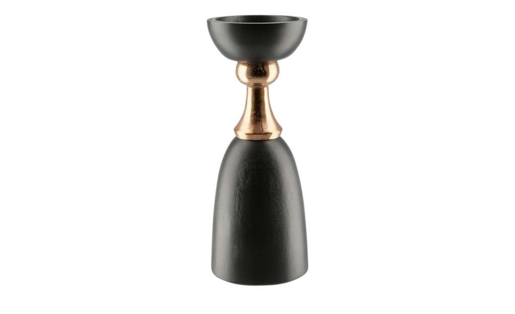 Kerzenständer ¦ schwarz ¦ Aluminum, Holz ¦ Maße (cm): H: 25 Ø: 9.5 Dekoration > Kerzen & Lichter > Kerzenständer - Höffner