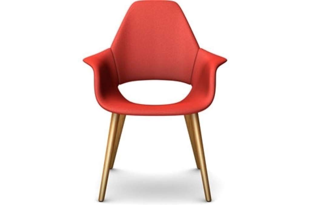 Vitra - Organic Highback Sessel - Eiche natur, rot/ orange - indoor
