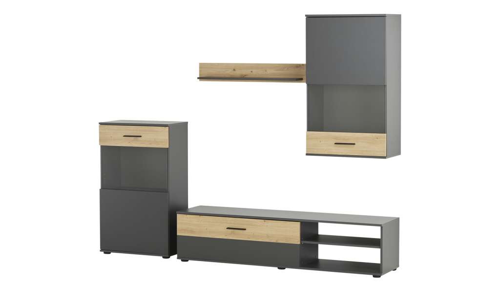 Wohnwand  Pierno ¦ grau ¦ Maße (cm): B: 230 H: 180 T: 39 Wohnwände - Höffner