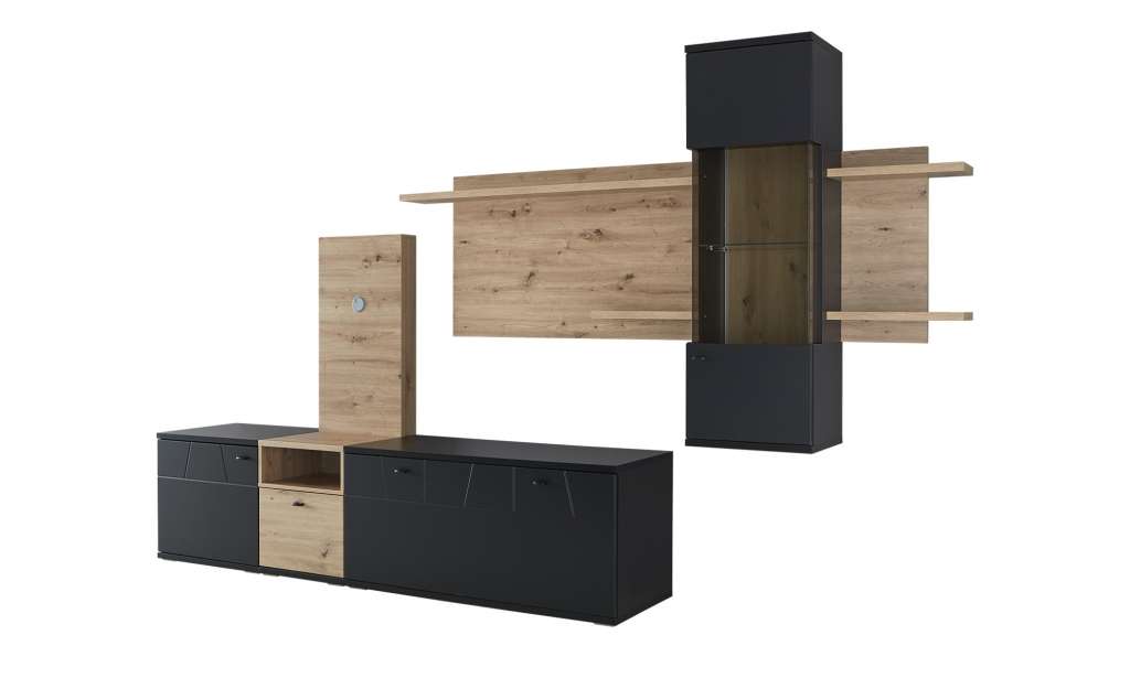 uno Wohnkombination  Laval ¦ schwarz ¦ Maße (cm): B: 336 H: 207 T: 50 Wohnwände - Höffner