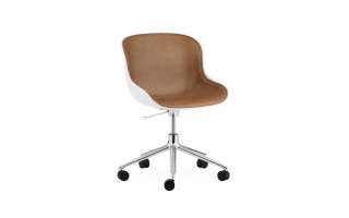 Normann Copenhagen - Hyg Drehstuhl mit Rollen Frontpolsterung - white ultra leather - indoor