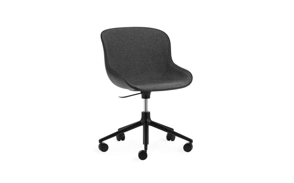 Normann Copenhagen - Hyg Drehstuhl mit Rollen Frontpolsterung - black main line flax - indoor
