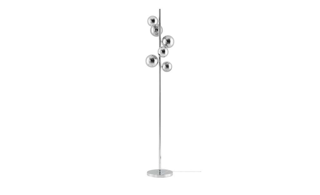 Meisterleuchten Stehleuchte, 6-flammig, chrom, Rauchglas-Kugeln ¦ silber ¦ Maße (cm): H: 156 Ø: 25 Lampen & Leuchten > Innenleuchten > Stehlampen - Höffner