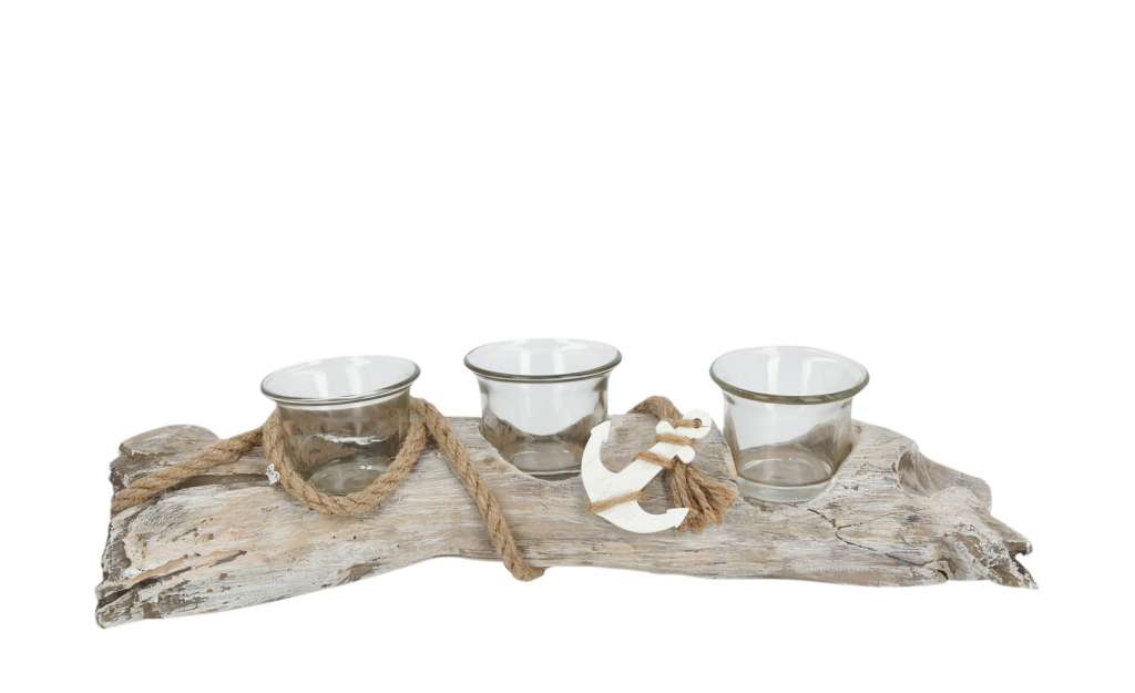 Teelichthalter  Treibholz ¦ holzfarben ¦ Glas , Holz ¦ Maße (cm): B: 35 Dekoration > Kerzen & Lichter > Kerzenständer - Höffner