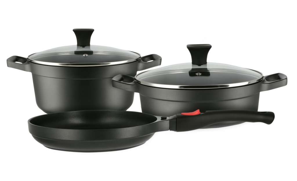 KHG Topset, 3-teilig  Onyx ¦ schwarz ¦ Aluminium Töpfe & Pfannen & Zubehör > Topf und Pfannen-Sets - Höffner