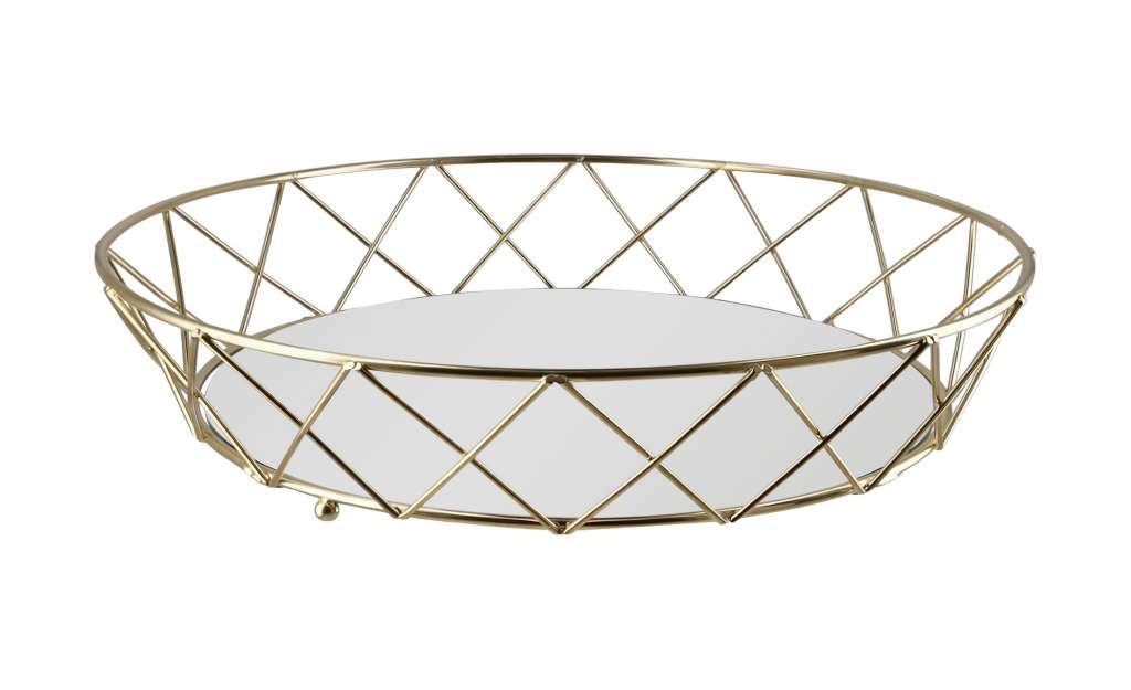 Tablett ¦ gold ¦ Metall, Glas  ¦ Maße (cm): H: 6,5 Ø: 31 Küchenzubehör & Helfer > Tabletts & Etageren - Höffner