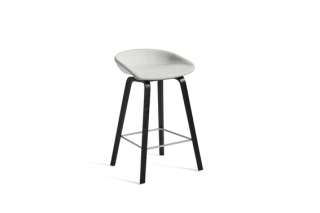 HAY - About A Stool AAS 33 - Kvadrat Divina Melange 120 - Eiche schwarz gebeizt - Fußbank Edelstahl - Sitzhöhe 75 cm - indoor