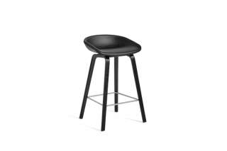 HAY - About A Stool AAS 33 - KvadratSierraLeather - Eiche schwarz gebeizt - Fußbank Edelstahl - Sitzhöhe 75 cm - indoor