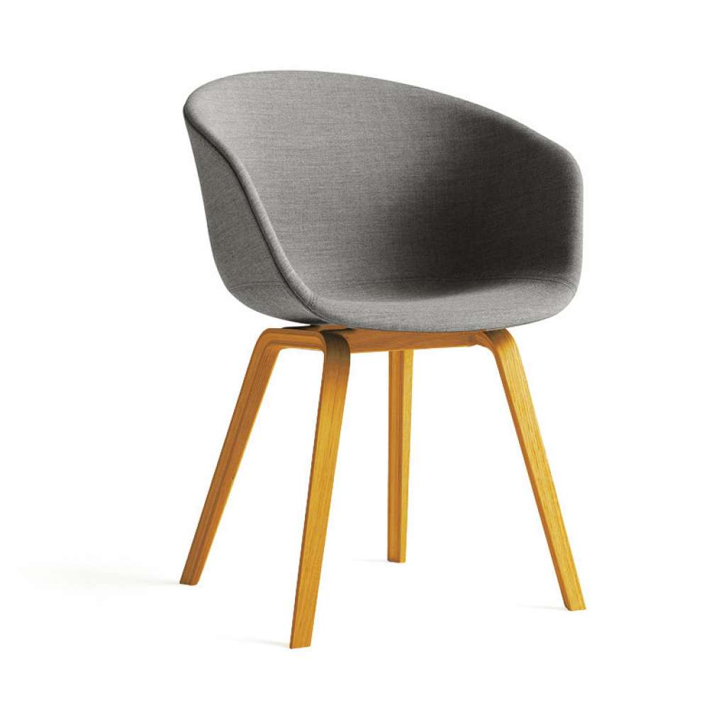 HAY - About A Chair AAC 23 - grau - bezogene Sitzschlale - Kvadrat Remix 133 - Eiche matt lackiert - indoor