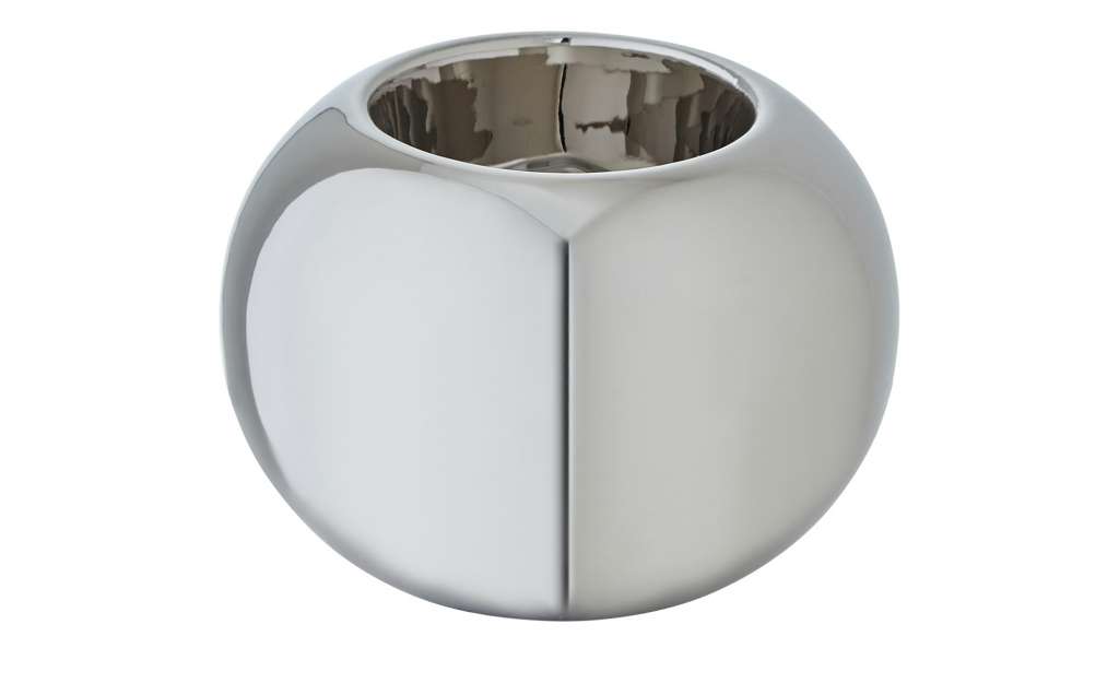 Teelichthalter ¦ silber ¦ Steingut ¦ Maße (cm): H: 10 Ø: 7.5 Dekoration > Kerzen & Lichter > Kerzenständer - Höffner