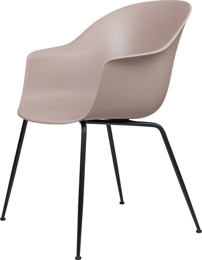 Gubi - Bat Dining Stuhl - Gestell black matt - sweet pink - Kunststoffgleiter - indoor
