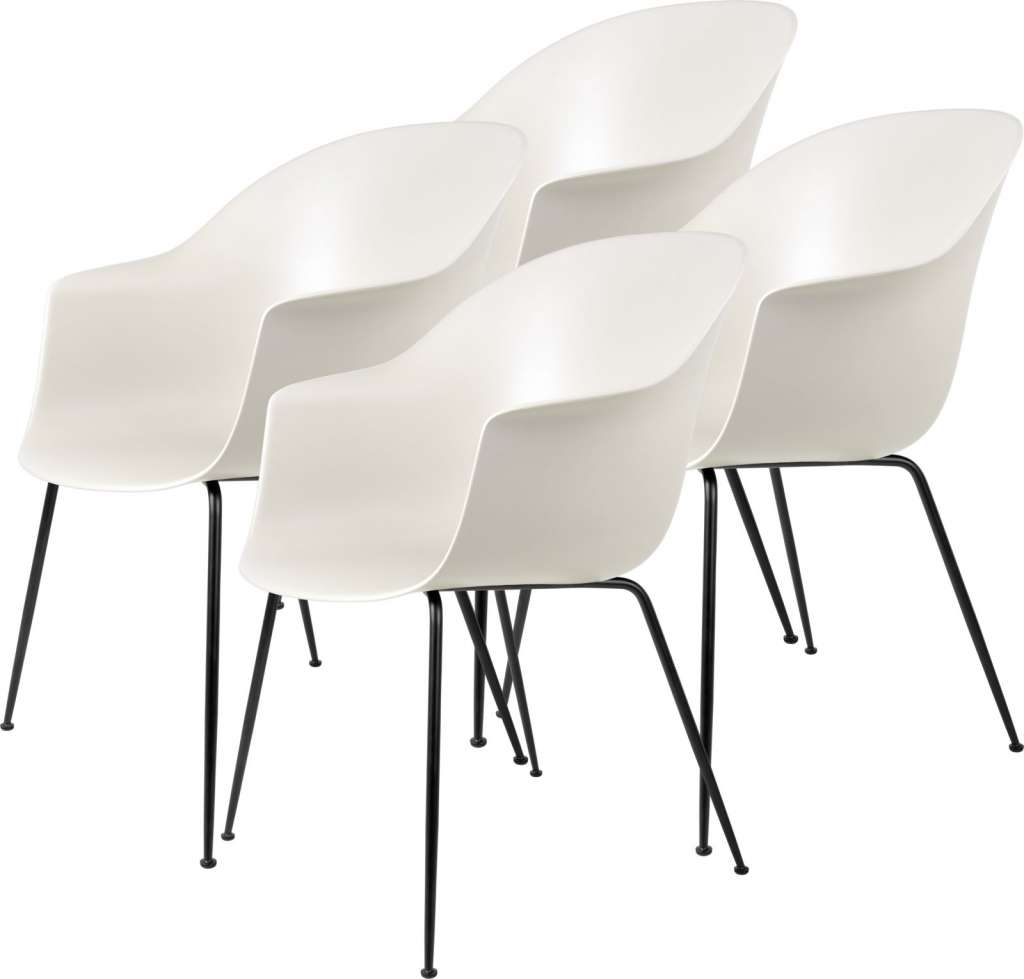Gubi - Bat Dining Stuhl 4er Set - Gestell black matt - alabaster white - indoor