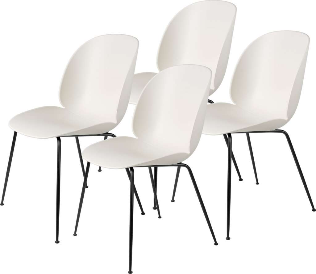 Gubi - Beetle Dining Stuhl 4er Set - Gestell black matt - alabaster white - indoor