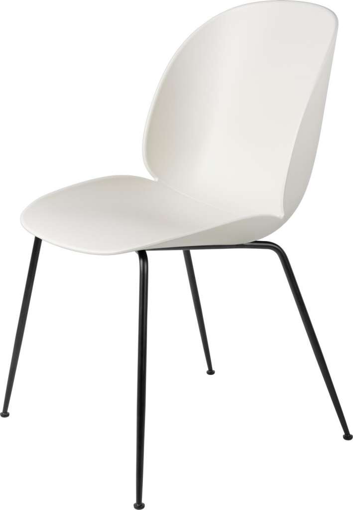 Gubi - Beetle Dining Stuhl - Gestell mattschwarz - alabaster white - Kunststoffgleiter - indoor