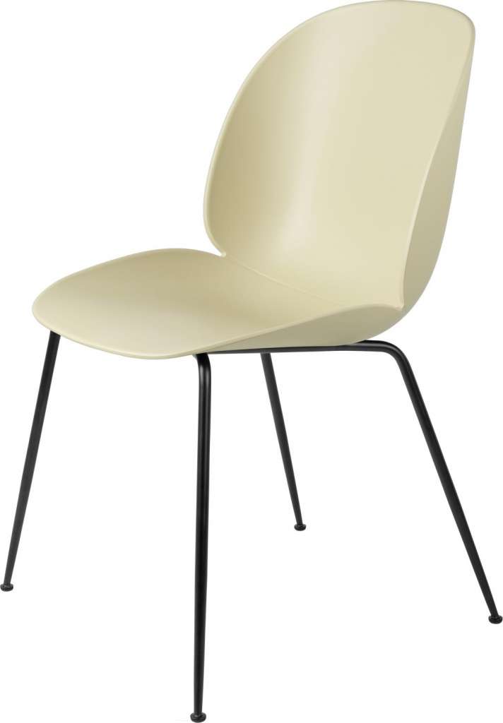 Gubi - Beetle Dining Stuhl - Gestell mattschwarz - pastel green - Kunststoffgleiter - indoor