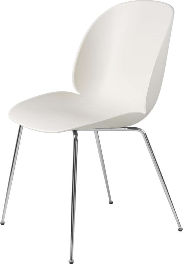 Gubi - Beetle Dining Stuhl - Gestell Chrom - alabaster white - Kunststoffgleiter - indoor