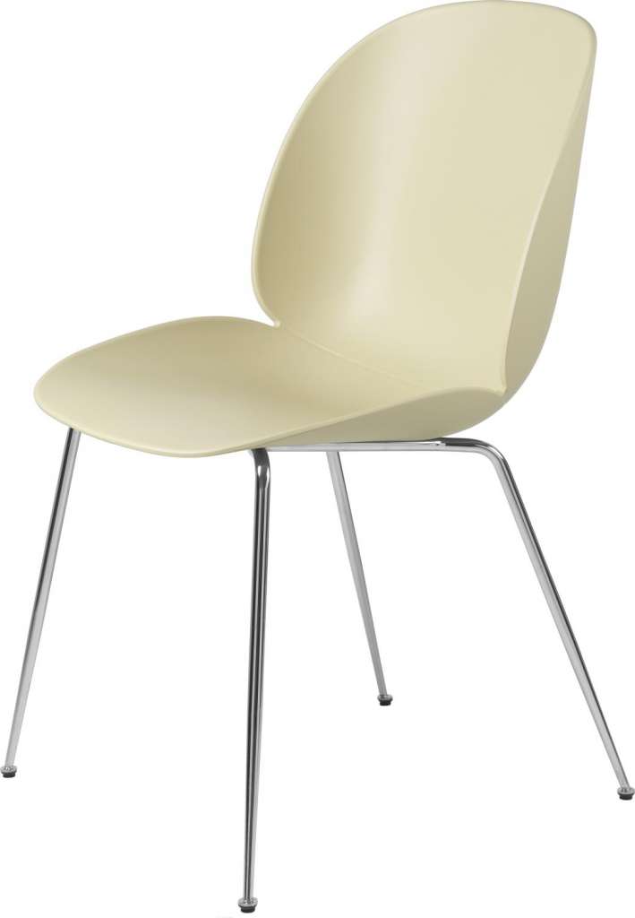 Gubi - Beetle Dining Stuhl - Gestell Chrom - pastel green - Kunststoffgleiter - indoor