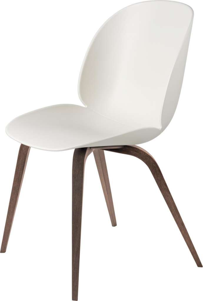 Gubi - Beetle Dining Stuhl - alabaster white - Gestell Walnuss - indoor