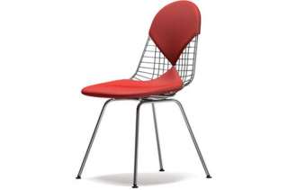 Vitra - Wire Chair DKX-2 - verchromt, Hopsak 96 rot/cognac - Sitzhöhe 43cm  - - indoor