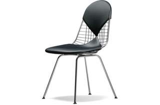 Vitra - Wire Chair DKX-2 - verchromt, Leder 66 nero - Sitzhöhe 43cm - - indoor