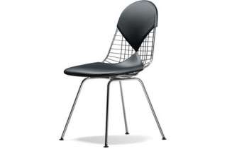 Vitra - Wire Chair DKX-2 - verchromt, Leder 67 asphalt - Sitzhöhe 43cm - - indoor