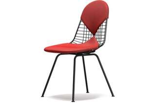 Vitra - Wire Chair DKX-2 - schwarz, Hopsak 96 rot/cognac - Sitzhöhe 43cm  - - indoor