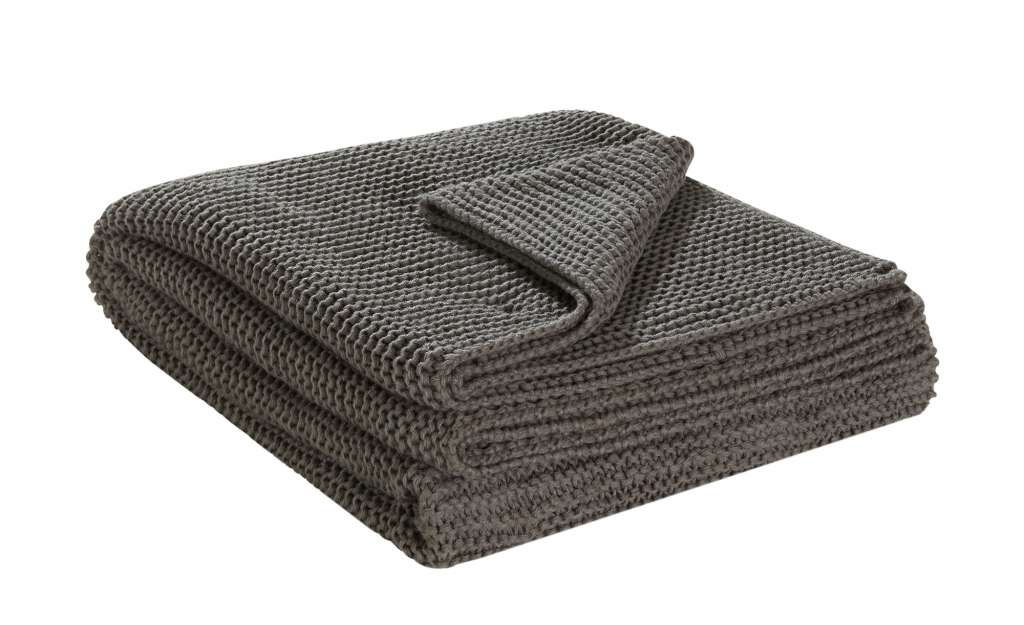 HOME STORY Strick Plaid  Svea ¦ grau ¦ 80% Polyacryl, 20% Baumwolle, Baumwolle, Polyacryl Heimtextilien > Kuscheldecken - Höffner