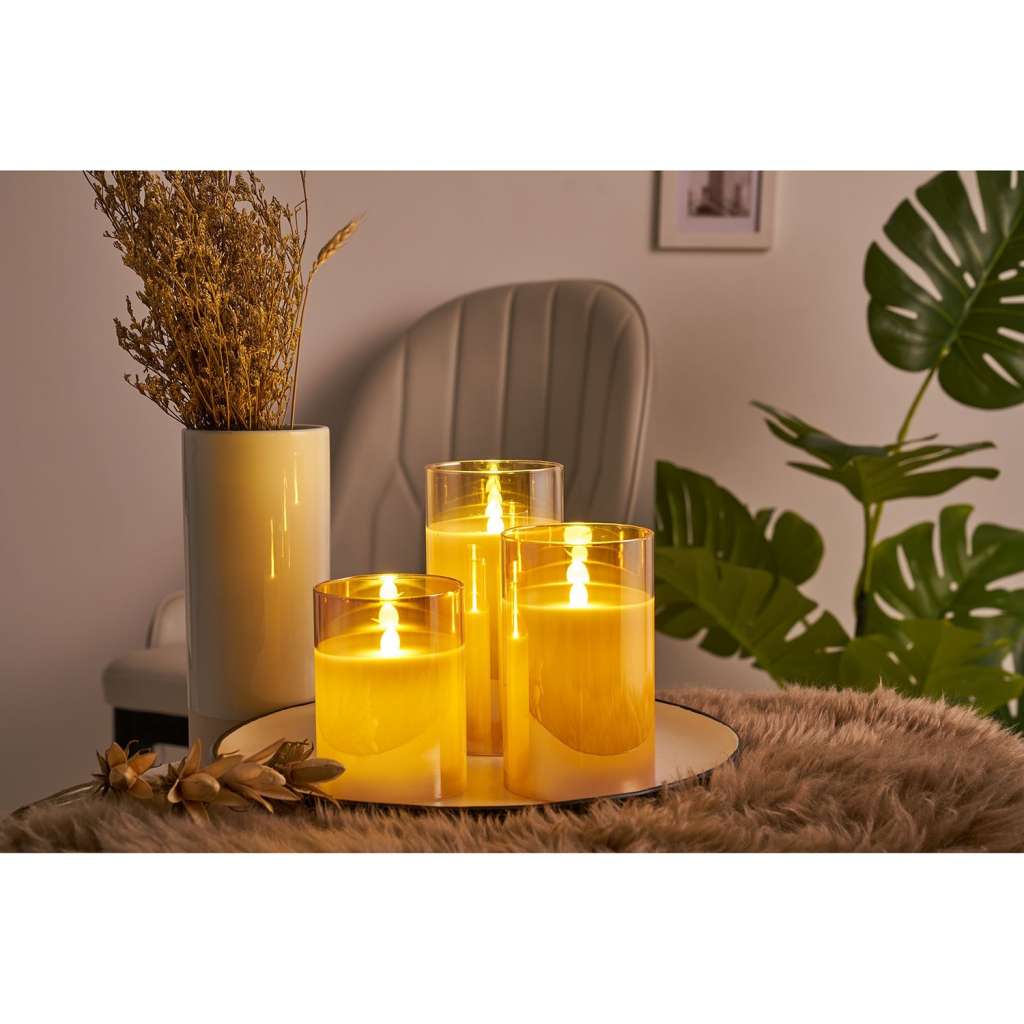 home24 Wachskerze Classy  Golden (3er-Set)