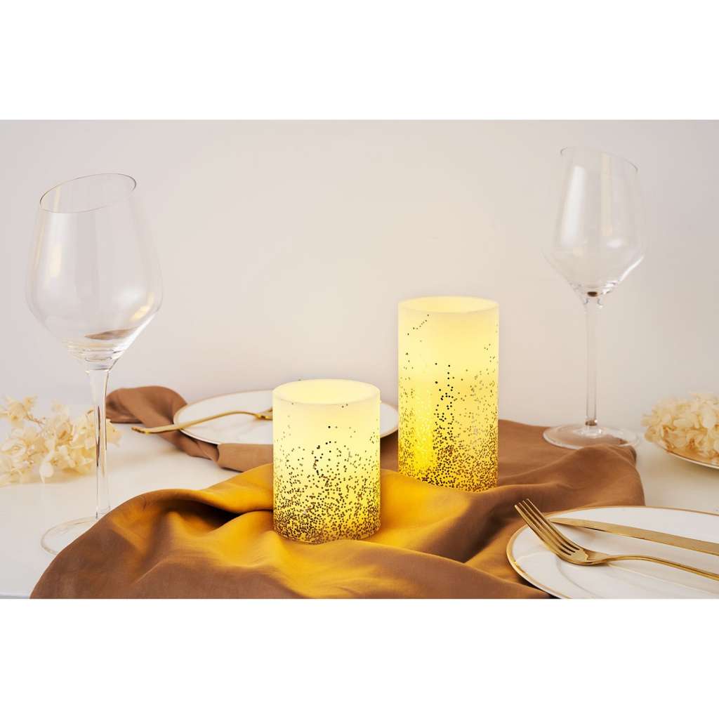 home24 Wachskerze Golden Glitter (2er-Set)