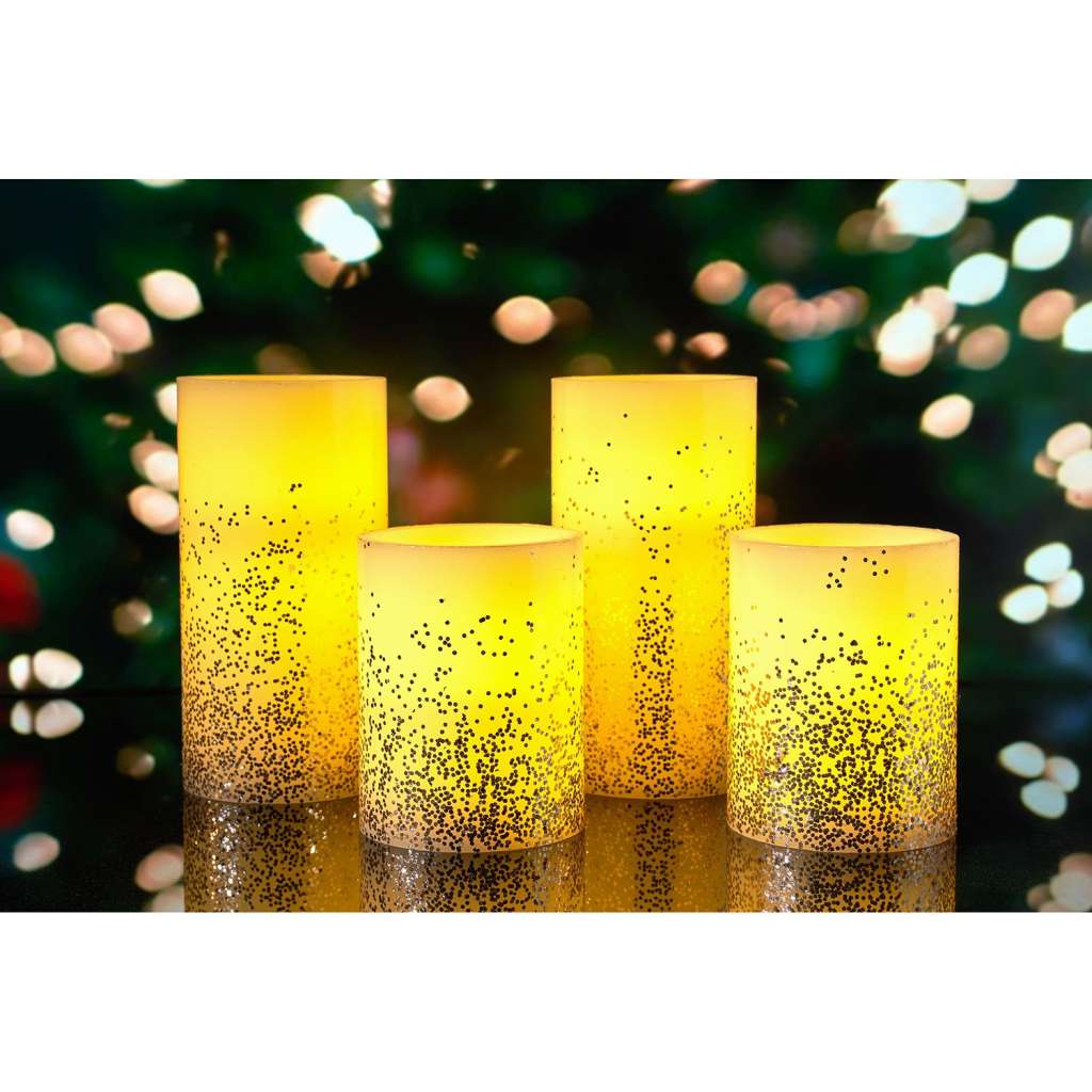 home24 Wachskerze Golden Glitter (4er-Set)
