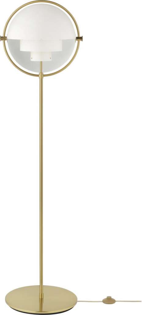 Gubi - Multi-Lite Stehleuchte - Fuß brass - white semi matt - indoor